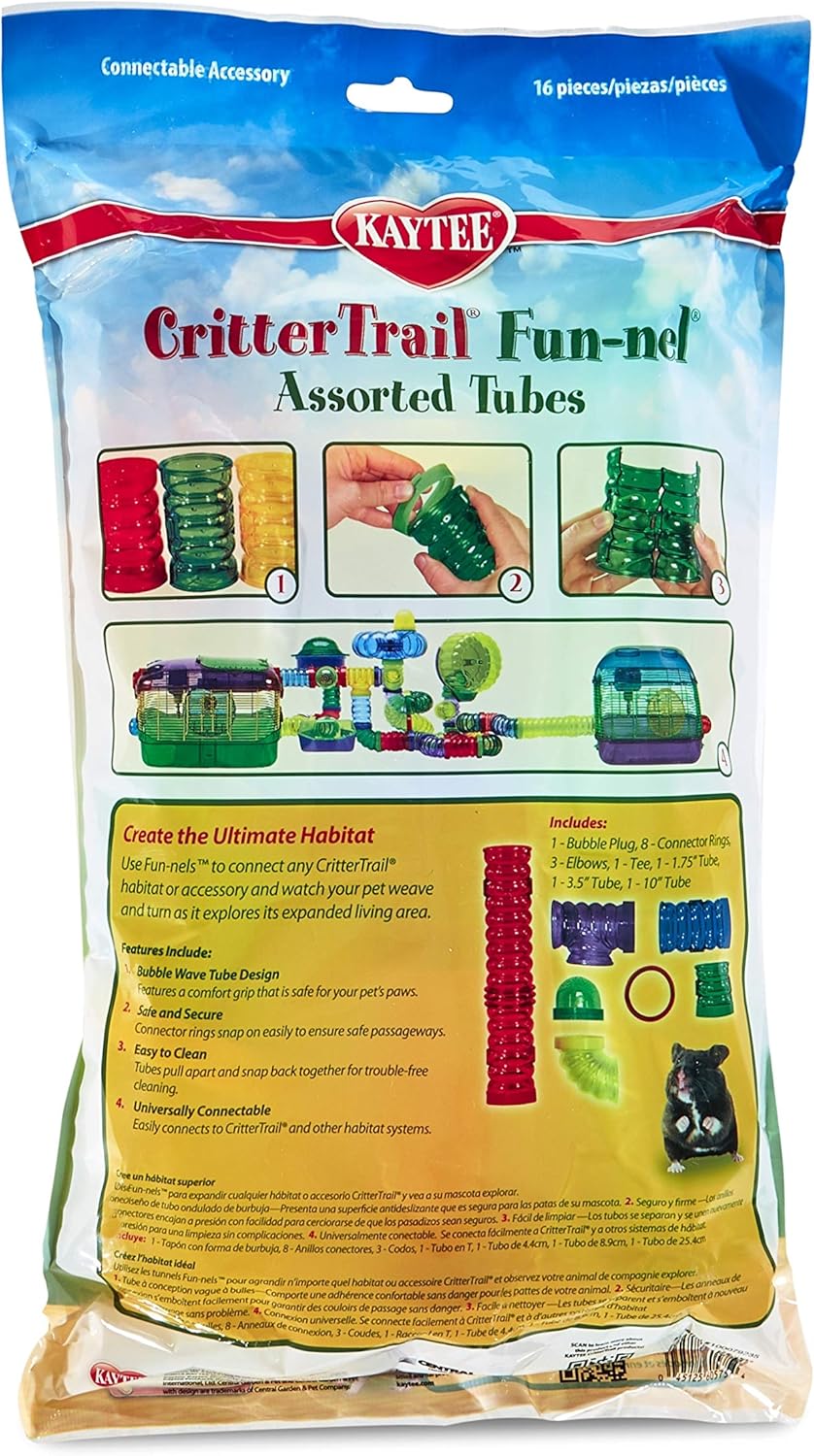Kaytee Critter Trail Fun-nel Assorted Tubes 16 Pcs