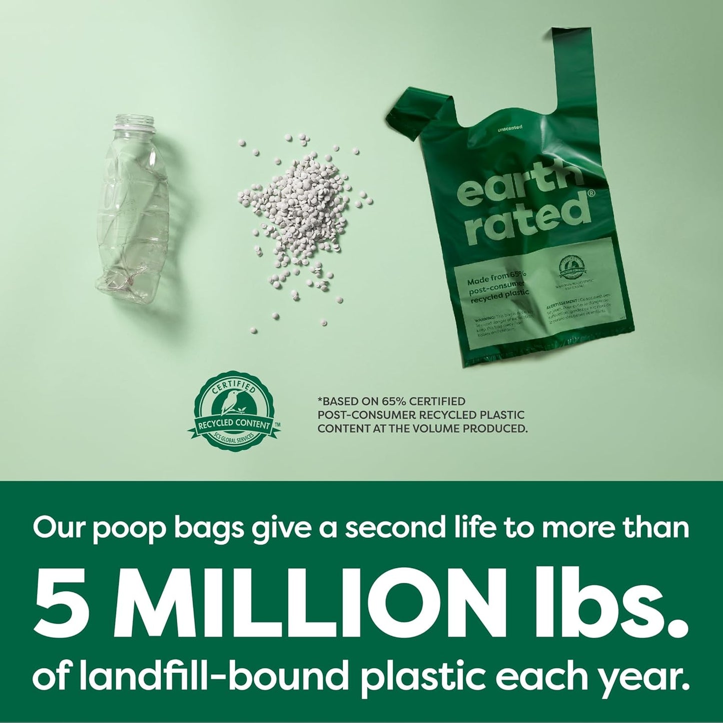 Earth Rated Unscented Poop Bags With Tie Handles 120 Pack