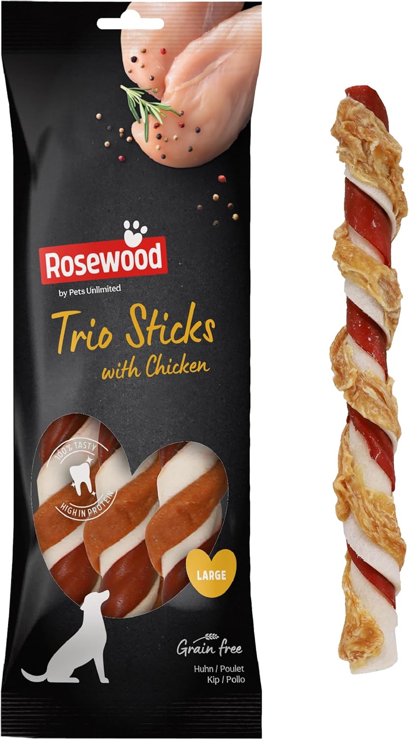 Rosewood Tri Colour Chewy Stick With Chicken Large 3pcs 240g