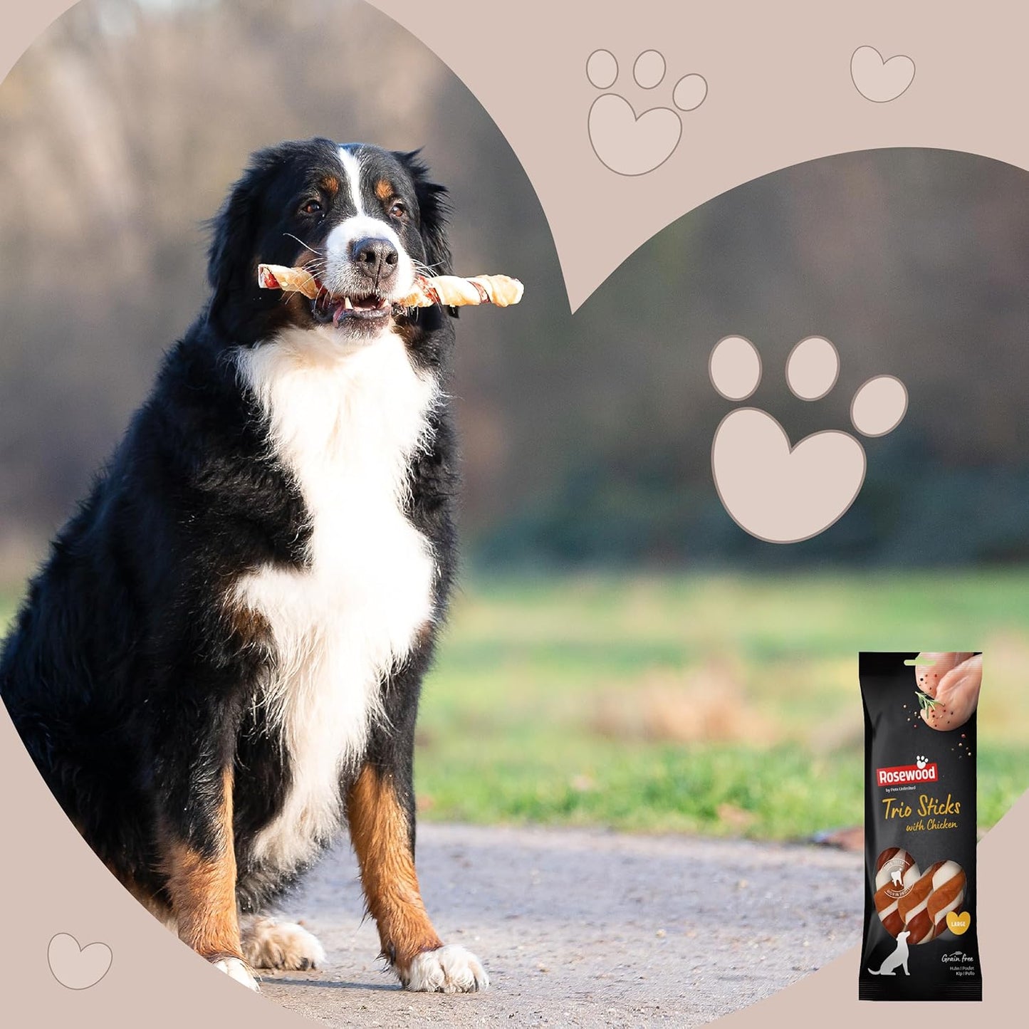 Rosewood Tri Colour Chewy Stick With Chicken Large 3pcs 240g