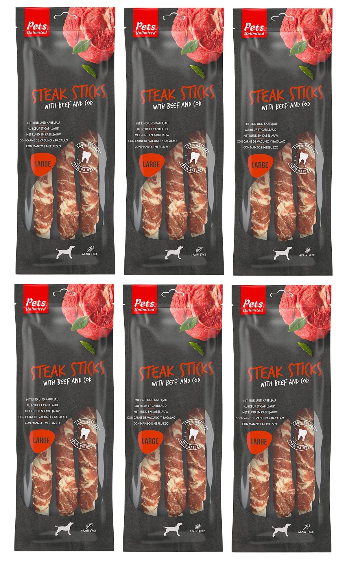 Rosewood Large Steak Sticks With Beef & Pollock 240g
