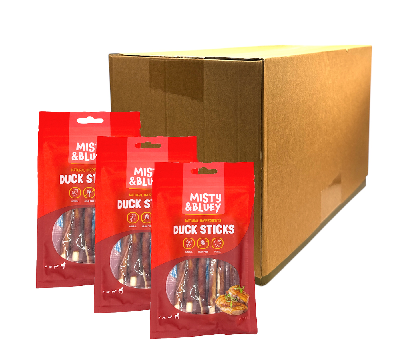 Misty & Bluey Duck Sticks Dog Chew Treat 60g