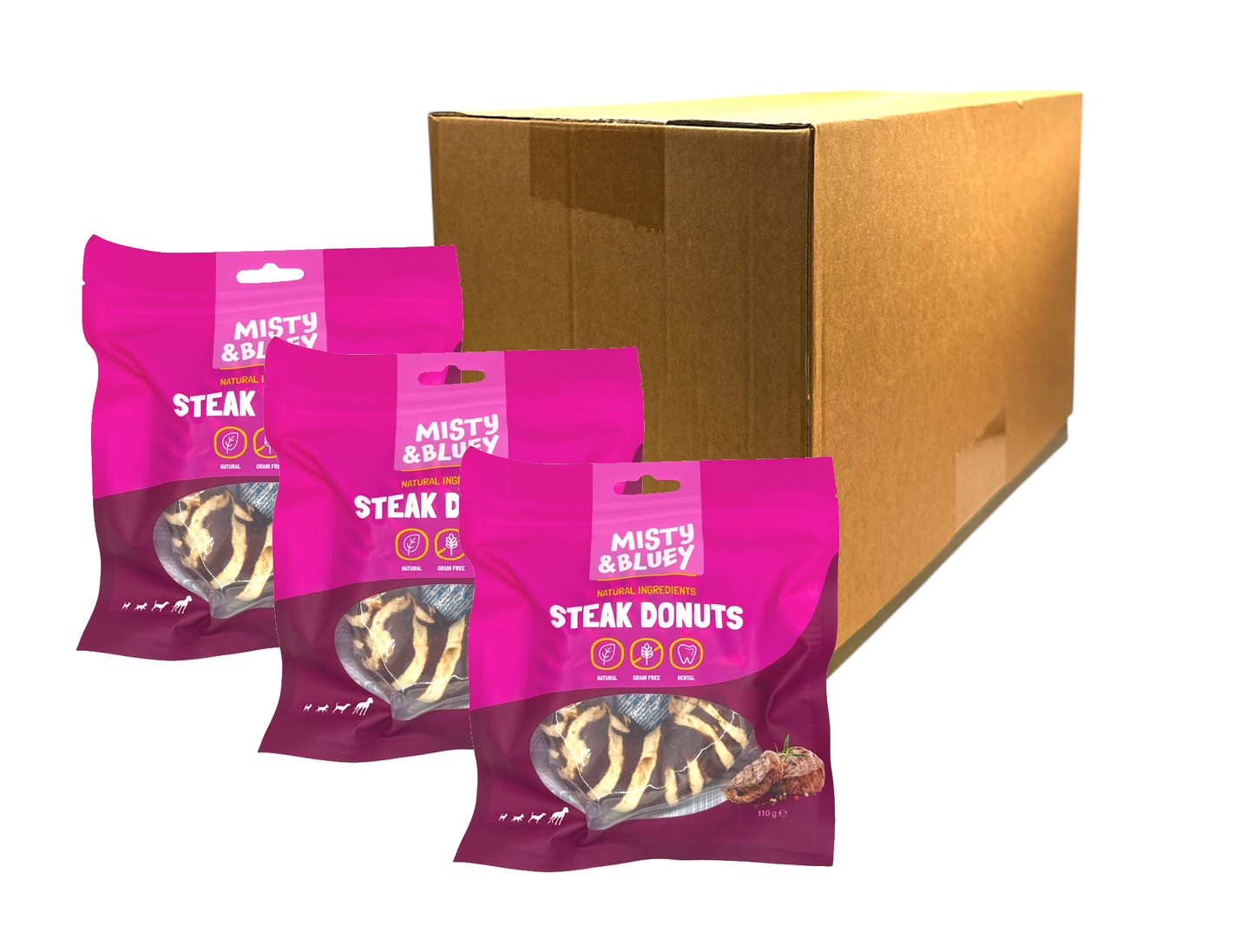 Misty & Bluey Steak Donut Dog Chew Treat 110g