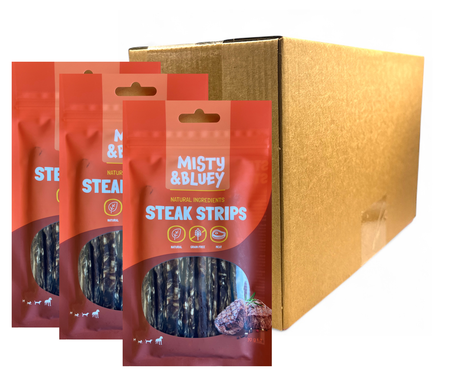 Misty & Bluey Steak Strips 70g