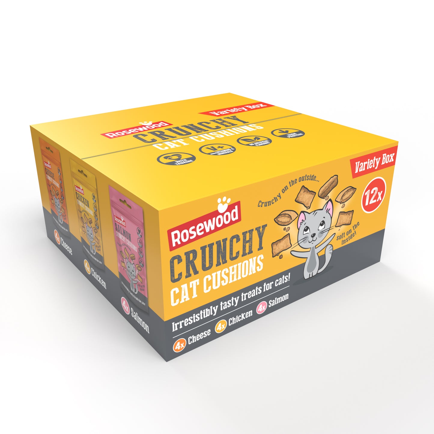 Daily Eats Crunchy Cat Cushions Variety Box (12 x 60g Bags)