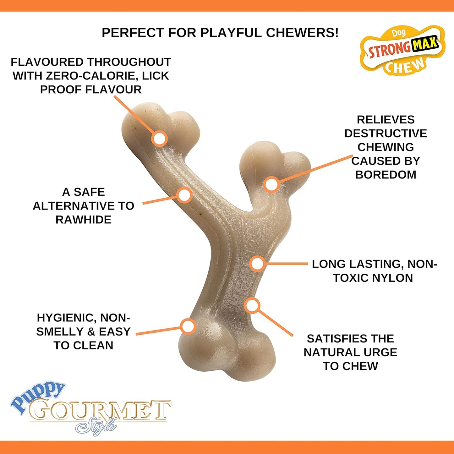 Nylabone Puppy Gourmet Wishbone Small Peanut Butter