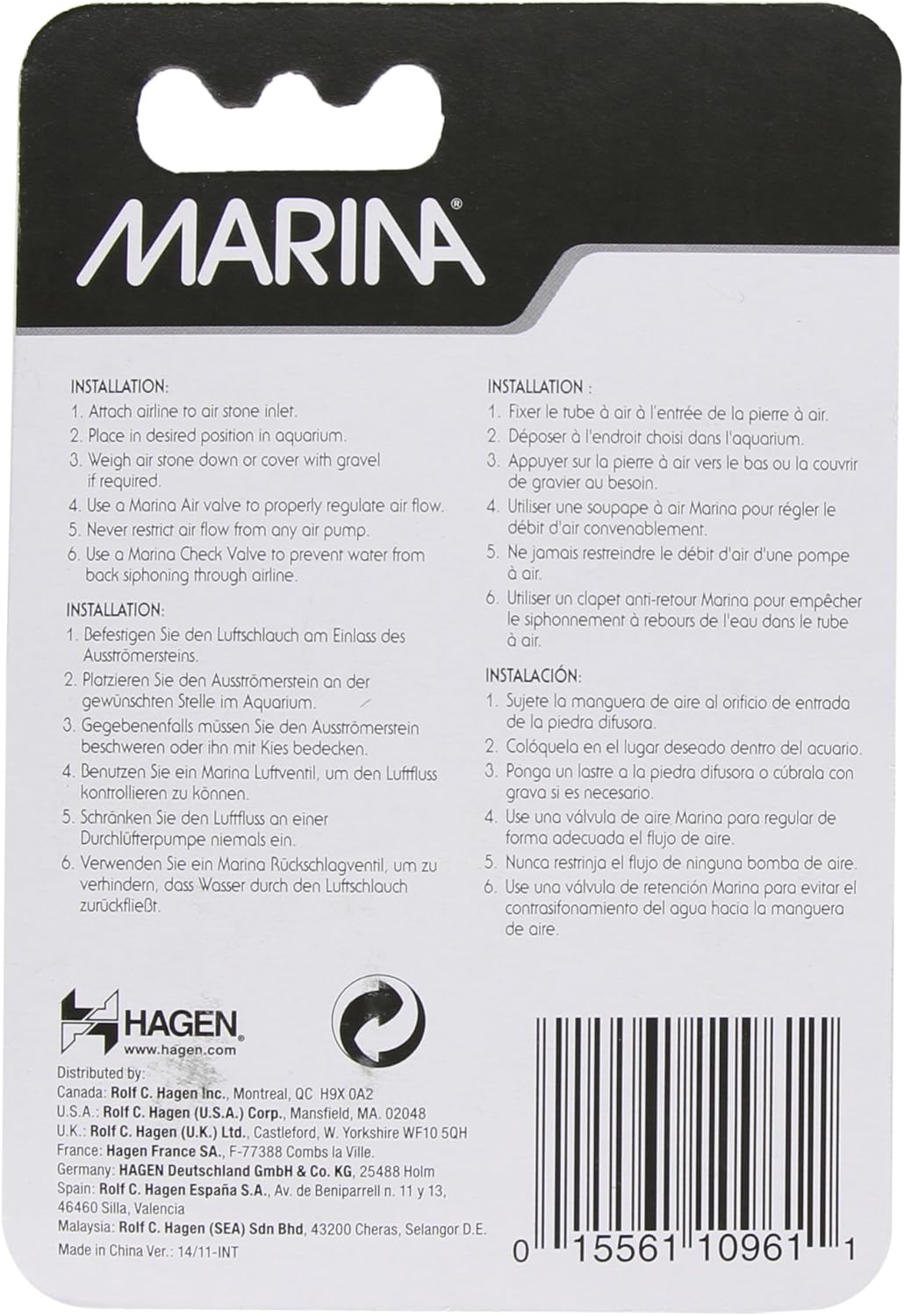 Marina Cylinder Airstone Carded Twin Pack