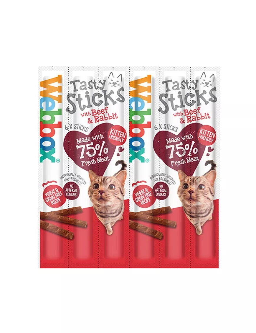 Webbox Cats Delight Tasty Sticks Beef & Rabbit Flavour 6 Pack