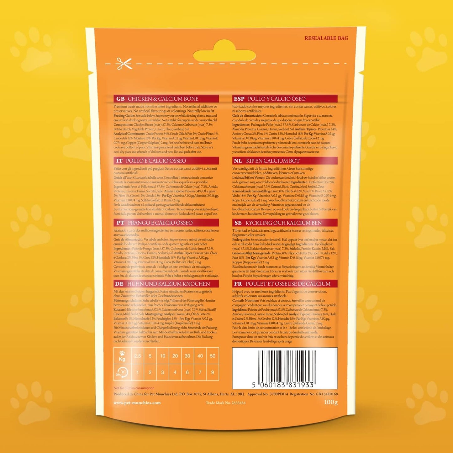 Pet Munchies Chicken Calcium Bones 100g