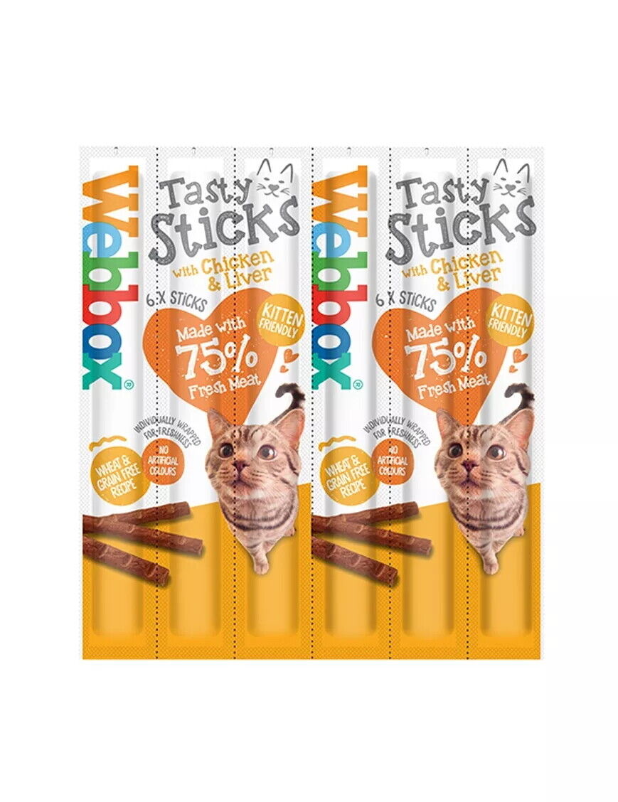 Webbox Cat Treats Tasty Sticks Chicken & Liver 6 Pack