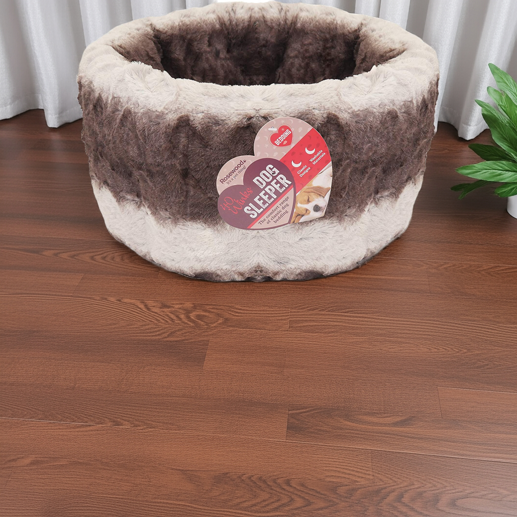 40 Winks Dog Sleeper Grey / Cream Snuggle Plush Round 15"