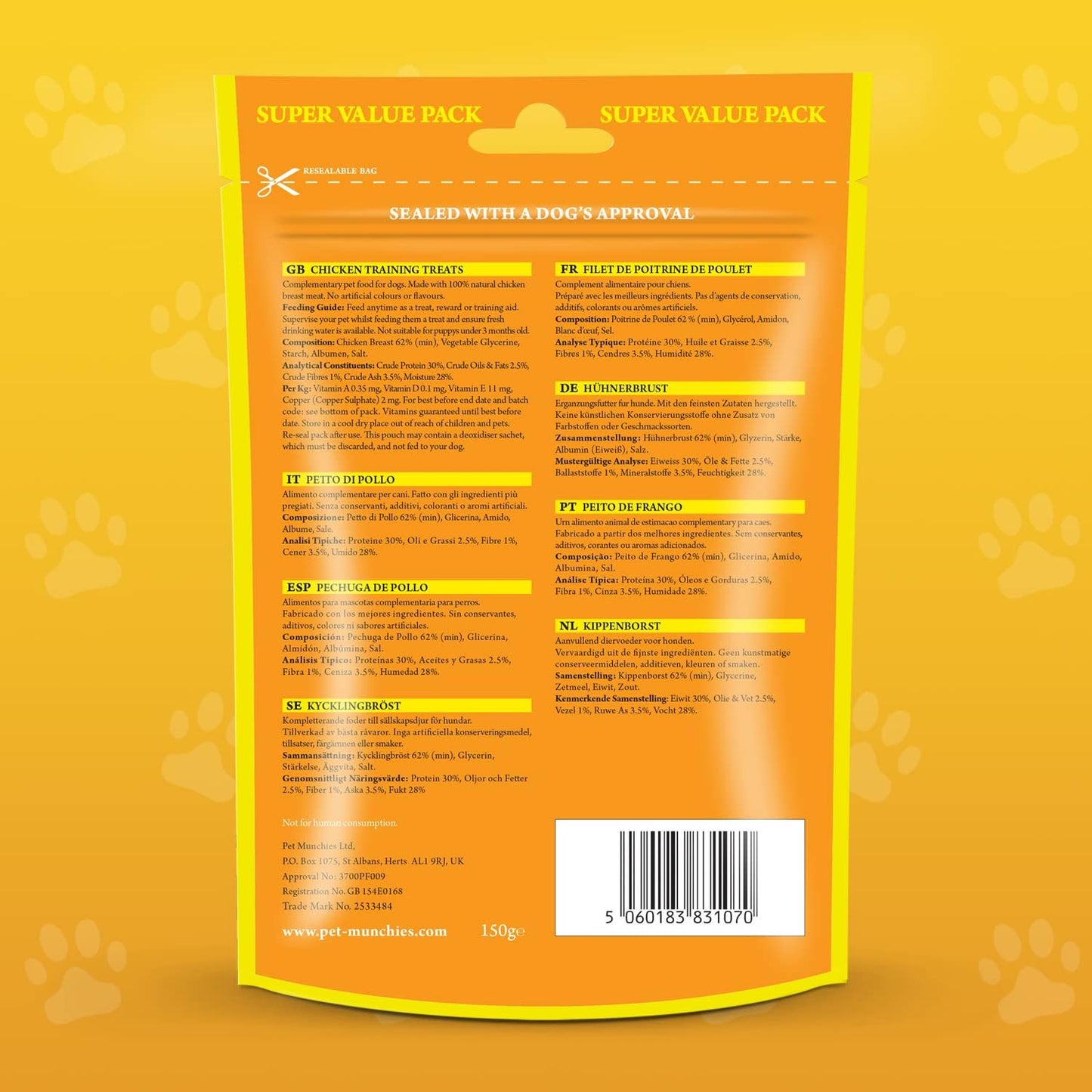 Pet Munchies Chicken Training Treats 150g