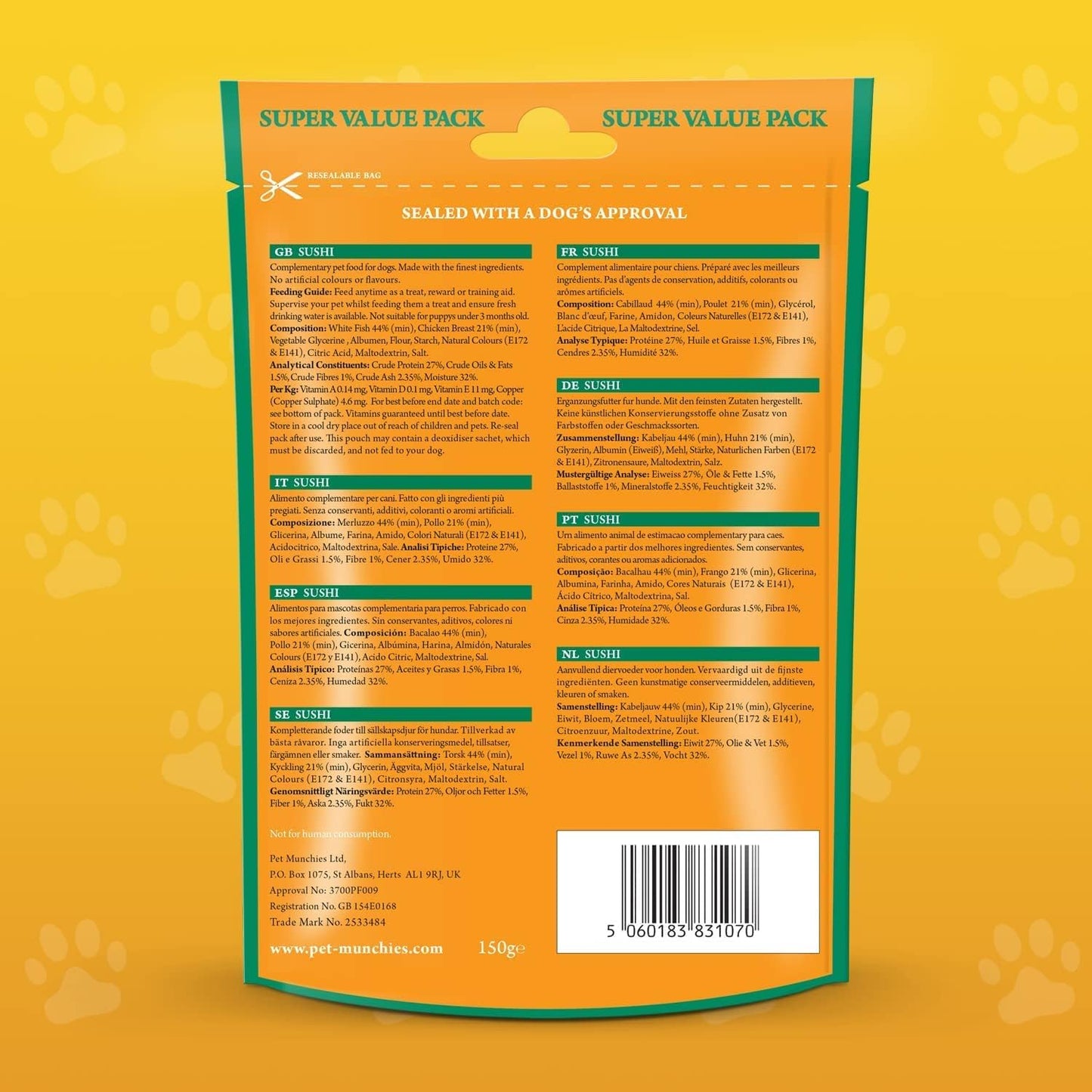 Pet Munchies Sushi Training Treats 150g