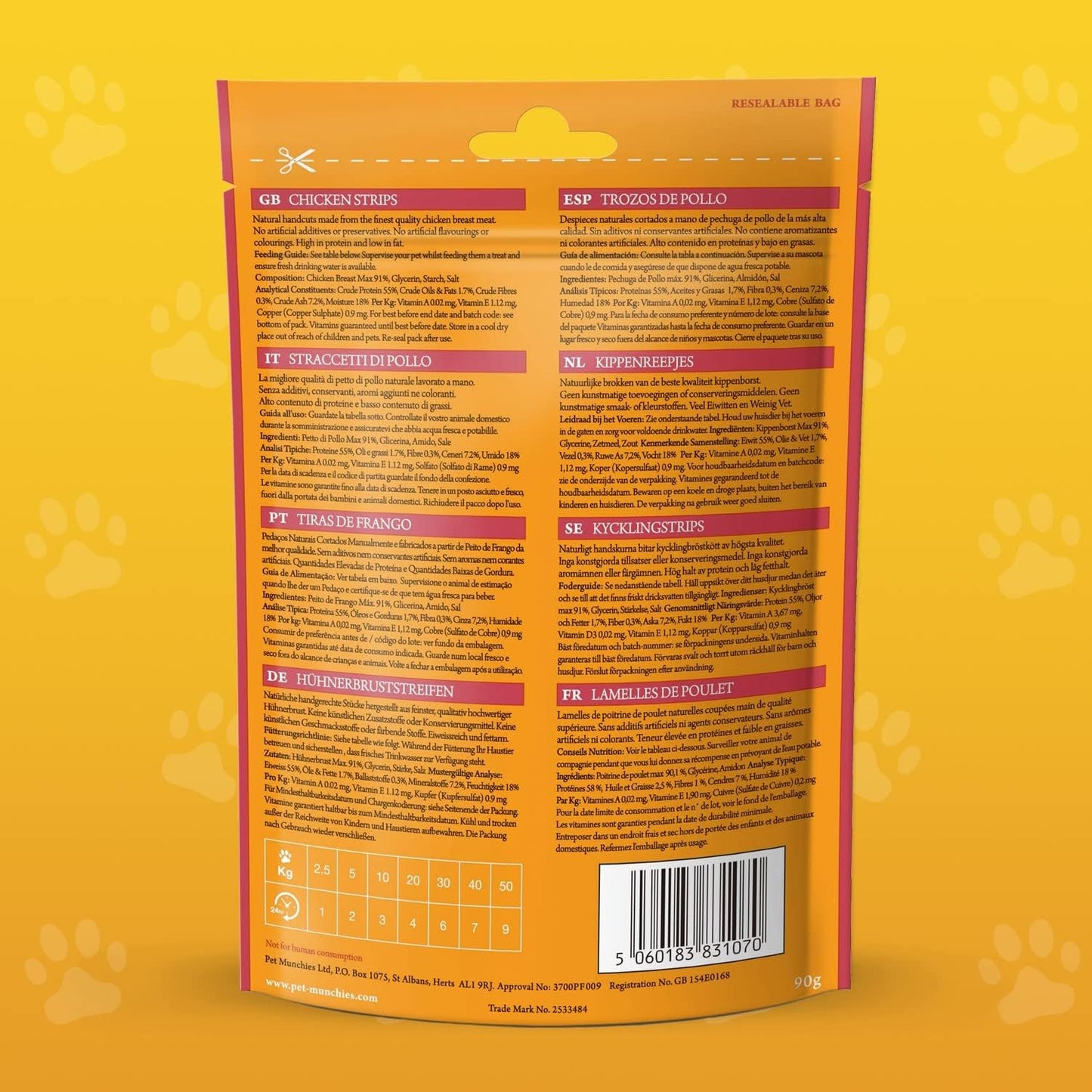Pet Munchies Chicken Strips 90g