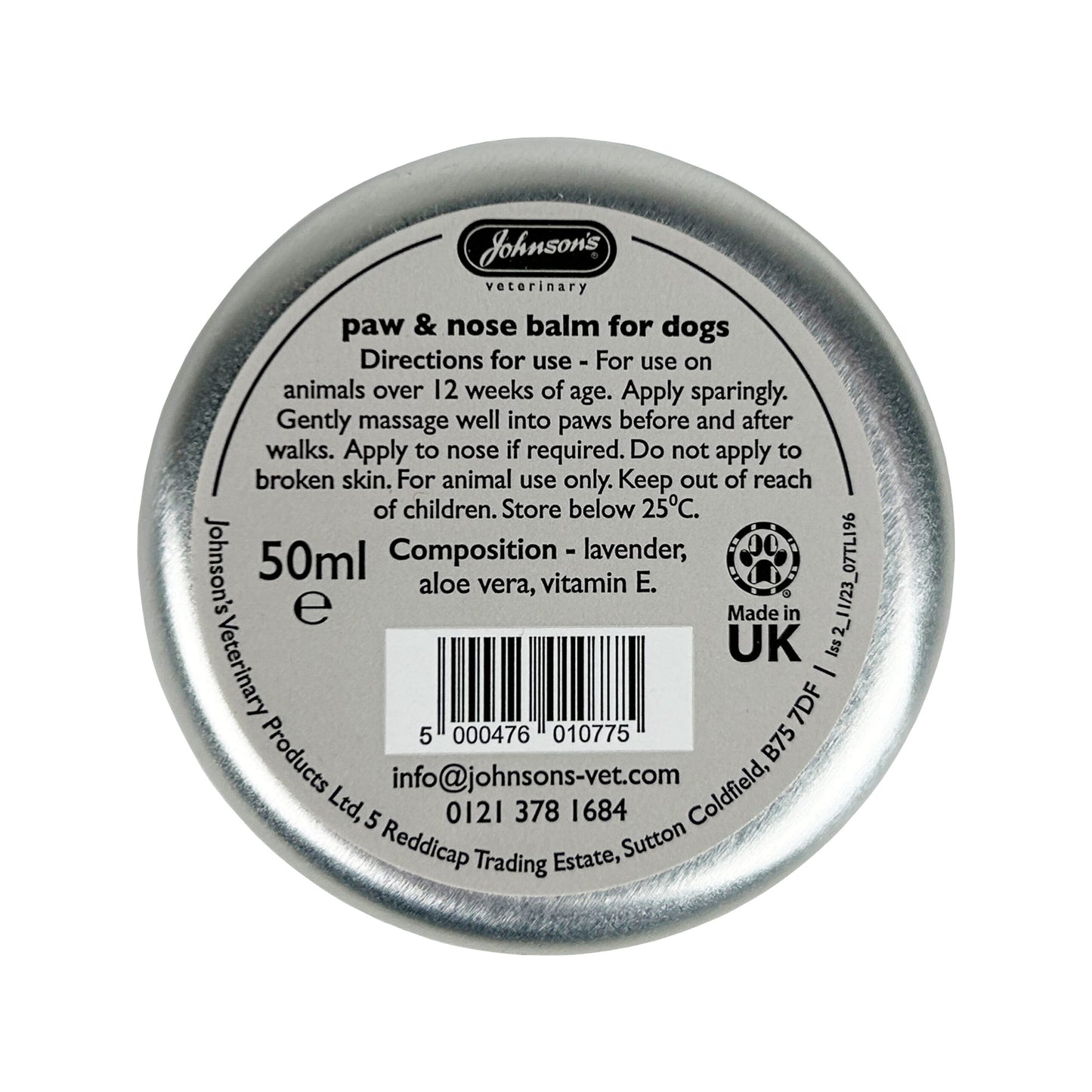 Johnson's Veterinary Paw Balm For Dogs 50ml