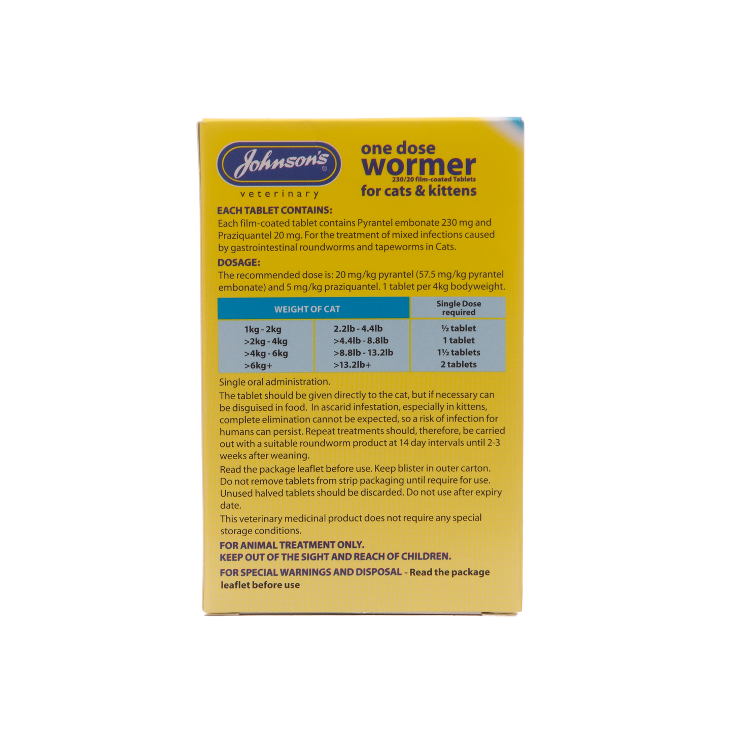 Johnson's Veterinary One Dose Wormer For Cats & Kittens