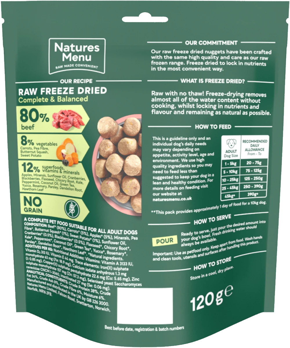 Natures Menu Freeze Dried 80/20 Beef 120g