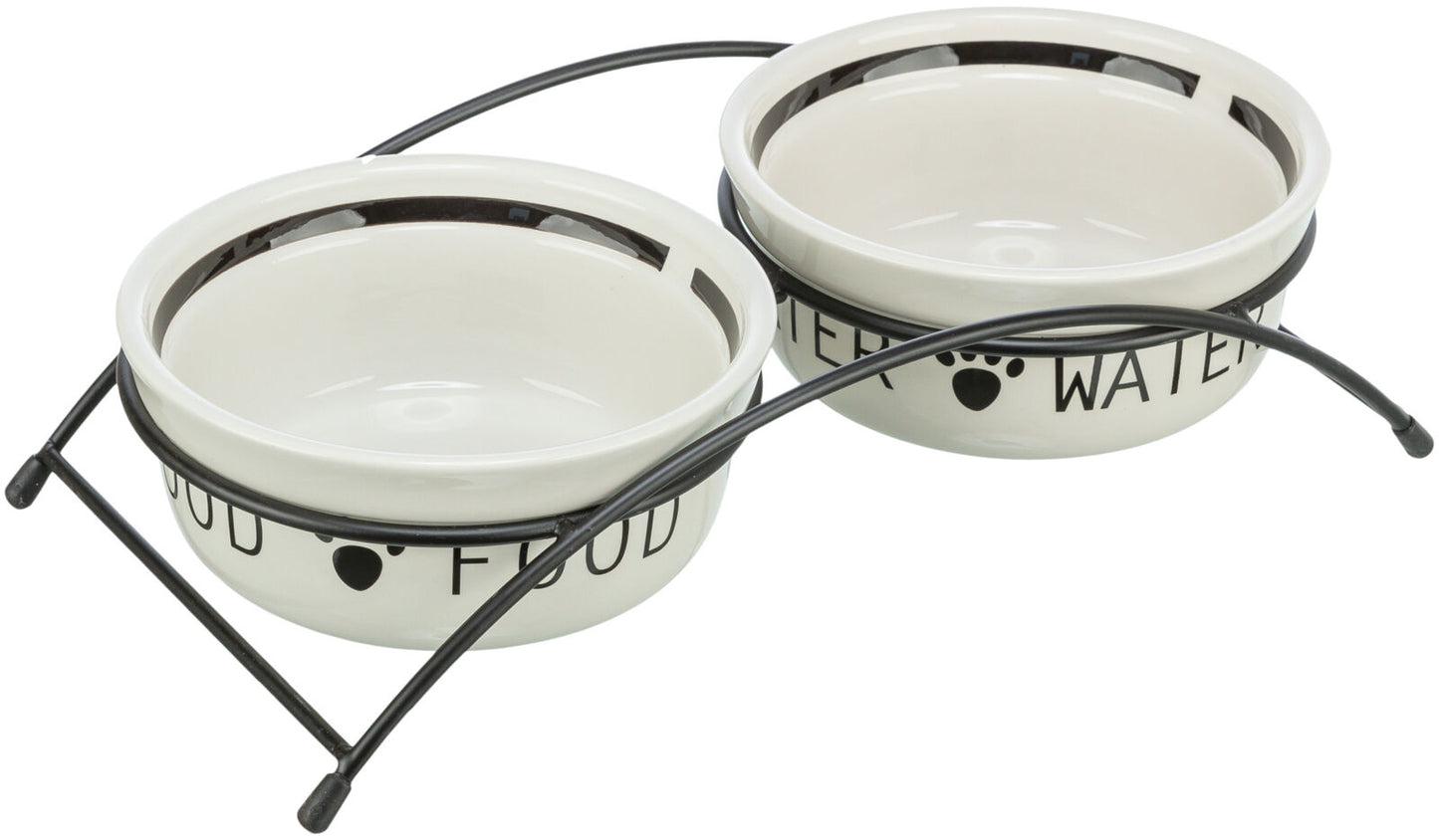 Trixie Eat On Feet Ceramic Cat Bowl Set White Bowls