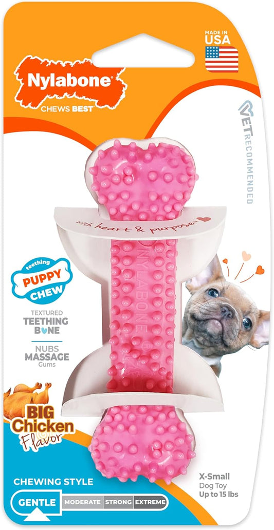 Nylabone Puppy Teething Bone Pink X-Small 0-7kg