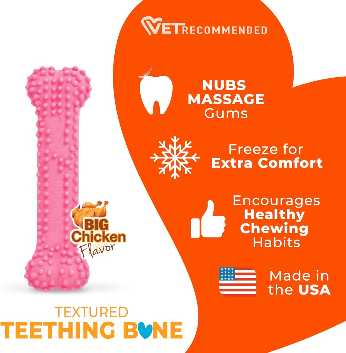 Nylabone Puppy Teething Bone Pink X-Small 0-7kg