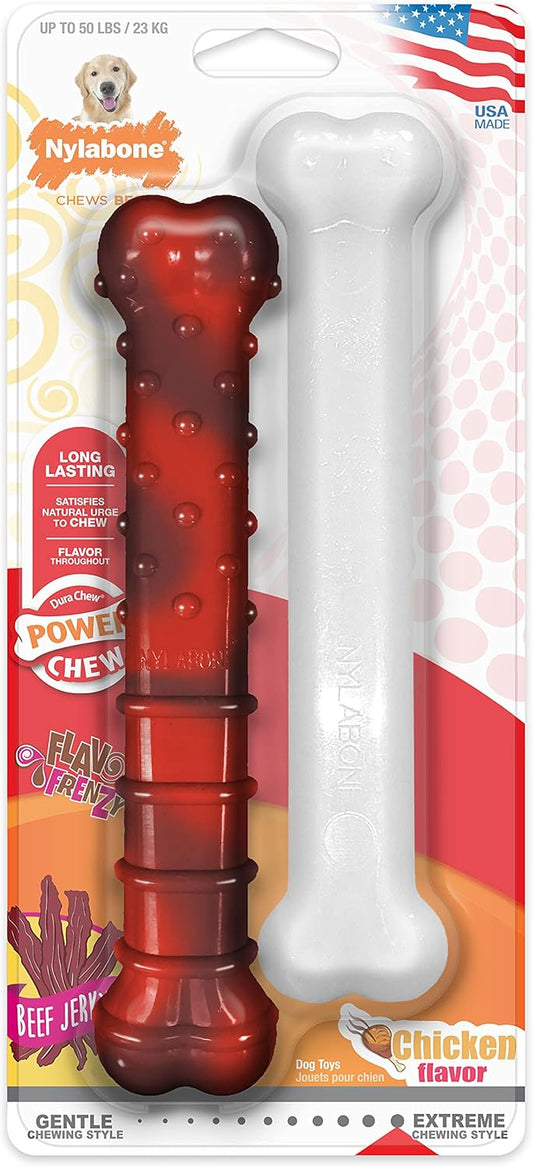 Nylabone Giant Twin Pack Chicken & Beef Jerky Up To 23Kg