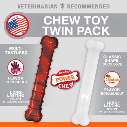 Nylabone Giant Twin Pack Chicken & Beef Jerky Up To 23Kg