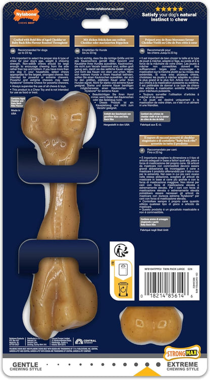 Nylabone Gourmet Cheddar & Pork Back Ribs Large Twin Pack