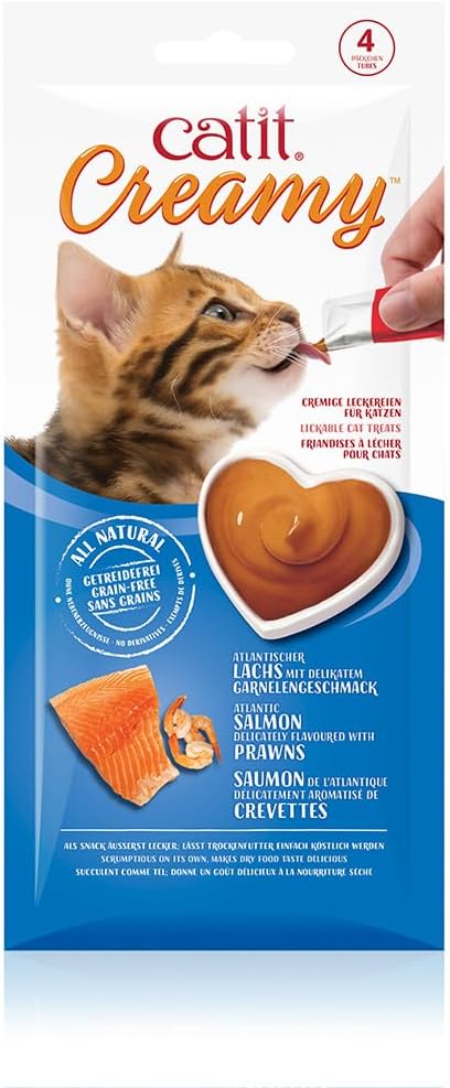 Catit Creamy Treats Atlantic Salmon With Prawns 4 x 10g