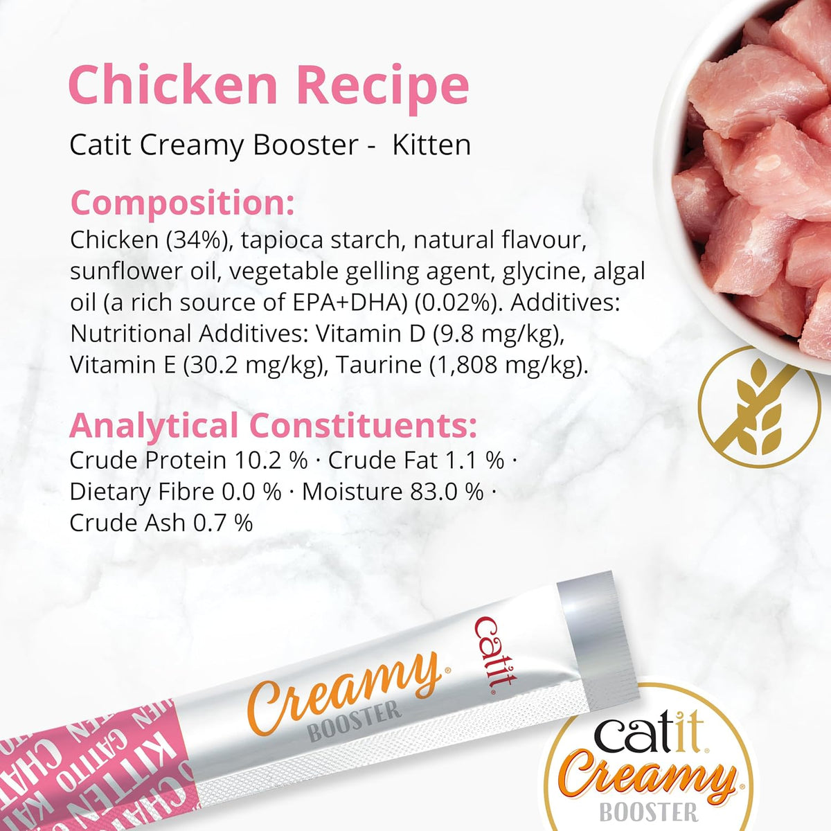Catit Creamy Booster Chicken For Kittens 4 x 10g