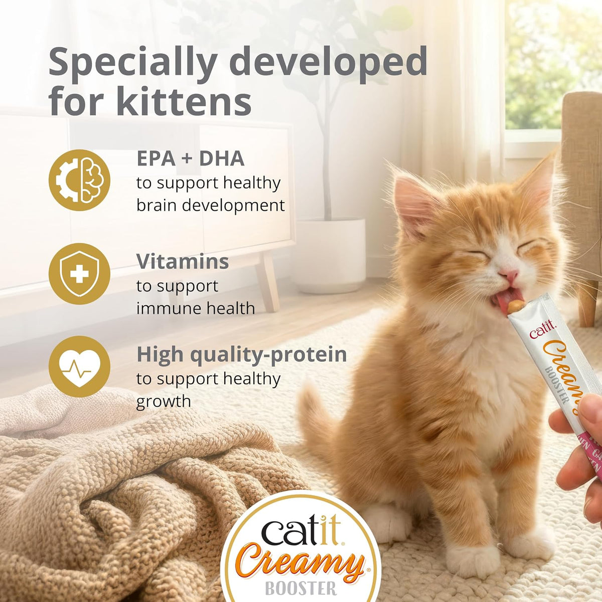 Catit Creamy Booster Chicken For Kittens 4 x 10g