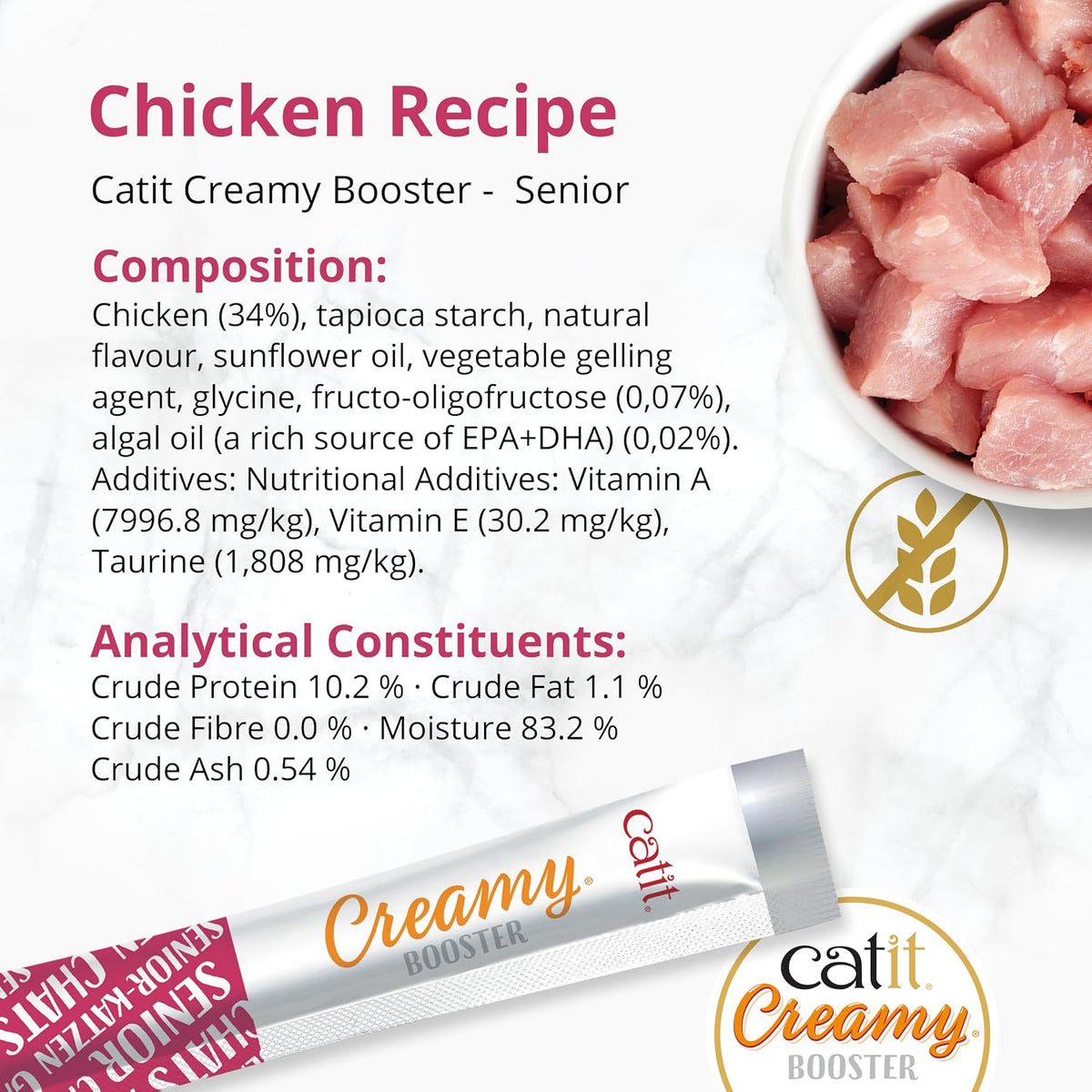 Catit Creamy Booster Chicken For Senior Cats 4 x 10g