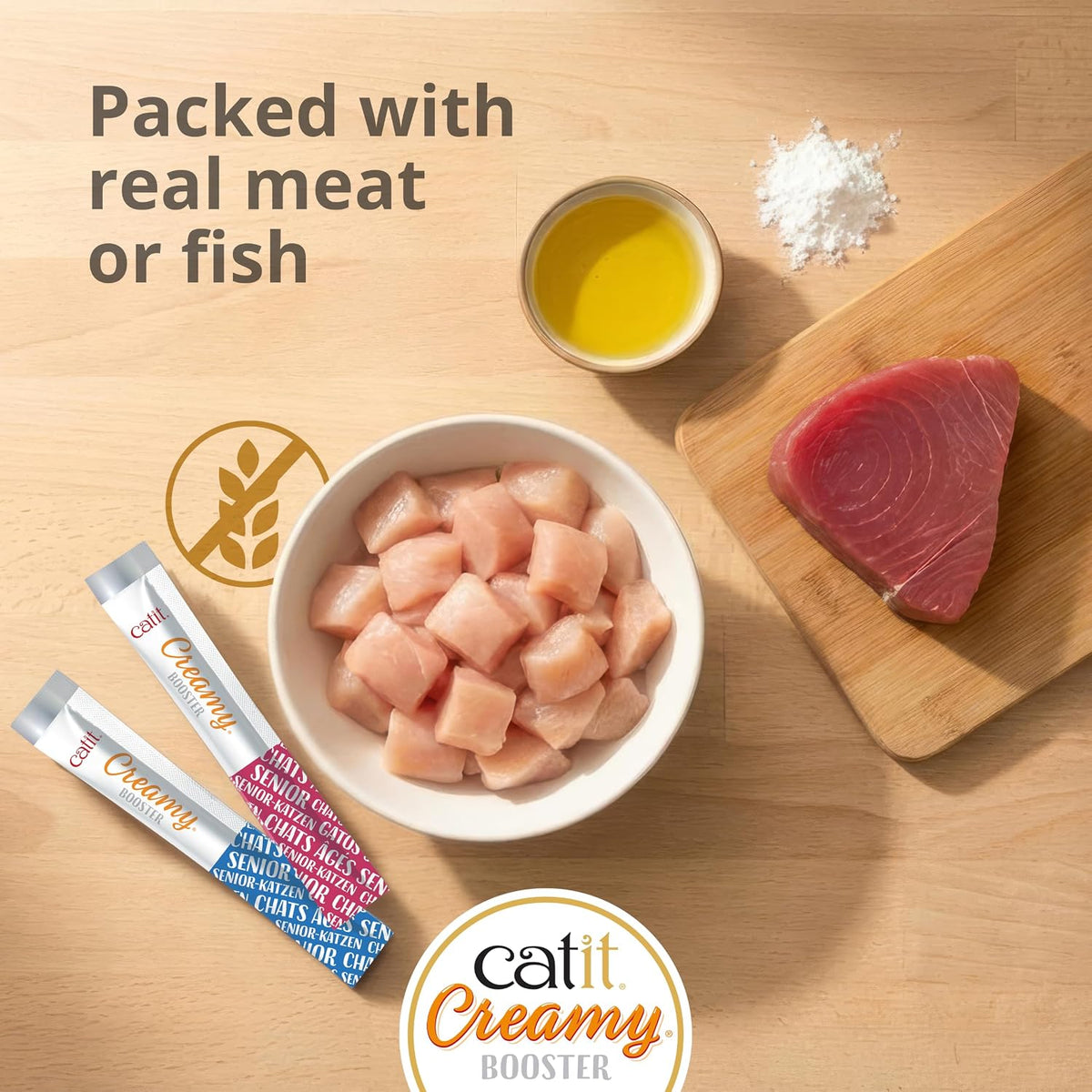 Catit Creamy Booster Chicken For Senior Cats 4 x 10g