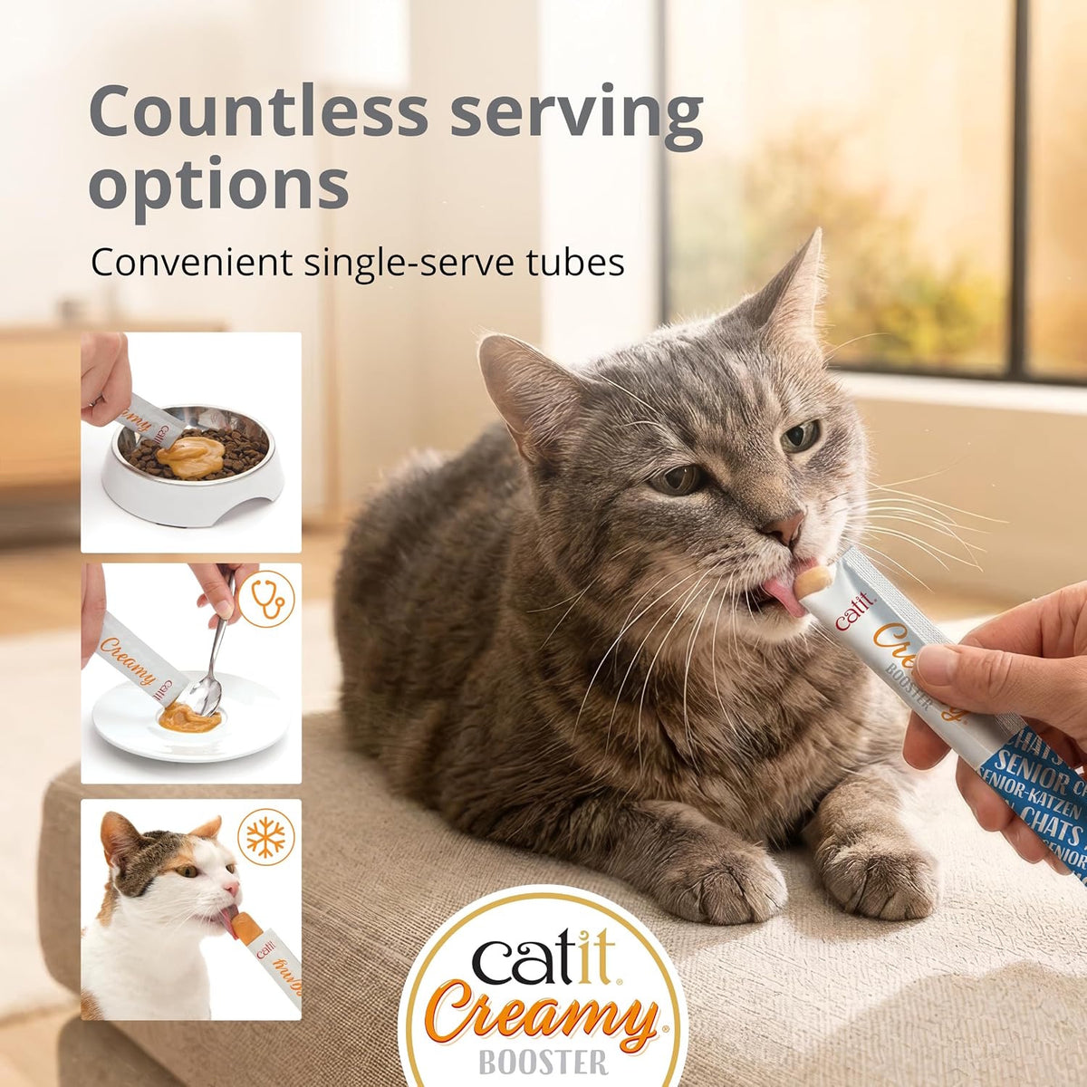 Catit Creamy Booster Tuna For Senior Cats 4 x 10g
