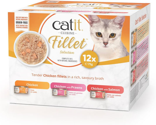 Catit Chicken Fillet In Delicious Broth Variety Pack 12 x 75g
