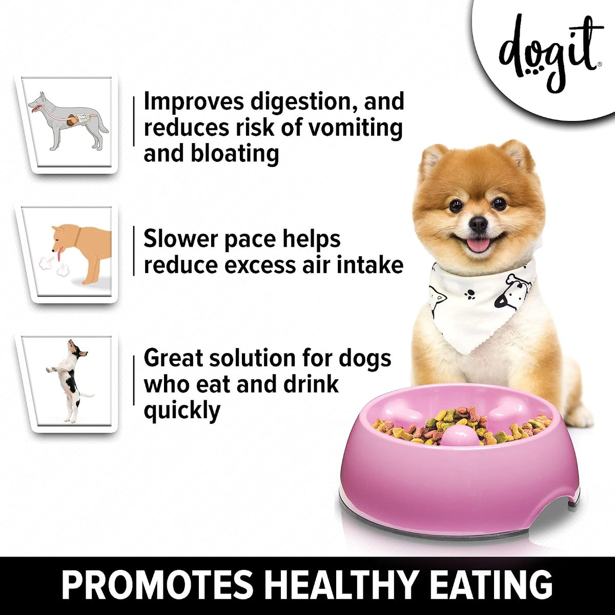 Hagen Dogit Anti Gulp Dish Small Pink Dog Food Bowl