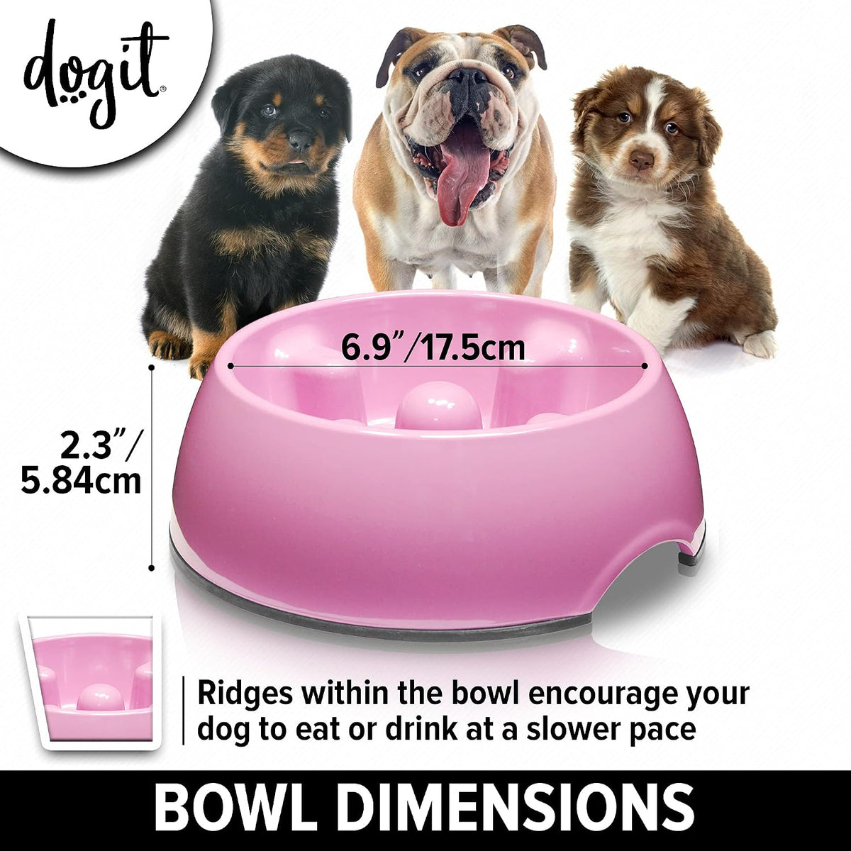 Hagen Dogit Anti Gulp Dish Small Pink Dog Food Bowl