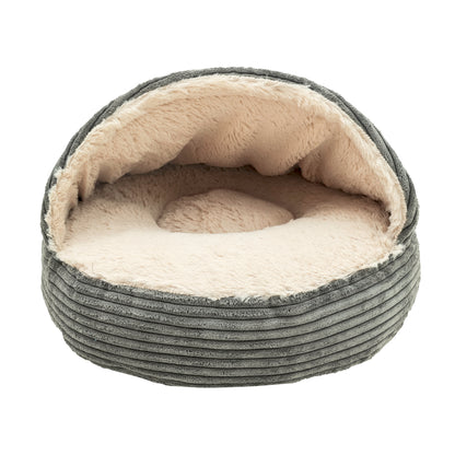 Rosewood Grey Jumbo Cord Cosy Cat Cave Bed