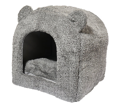 Rosewood Grey Teddy Bear Cat Bed Igloo