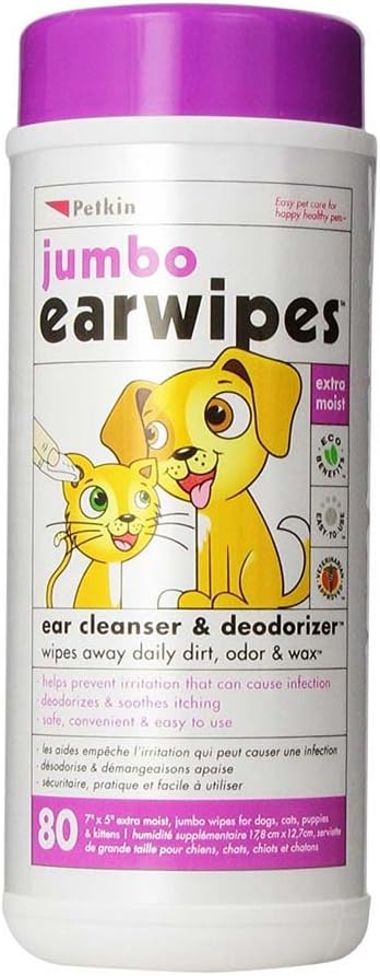 Petkin Jumbo Ear Wipes 80pcs