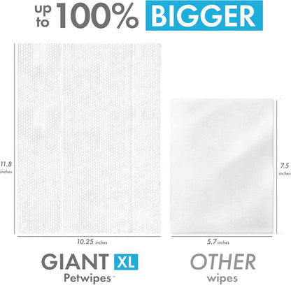 Petkin Giant XL Big 'N' Thick Petwipes Vanilla Scent 80 Wipes