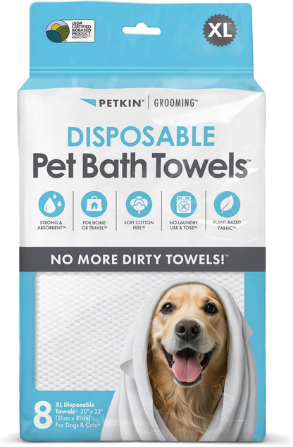 Petkin XL Disposable Pet Bath Towels 20" x 32" 8pcs
