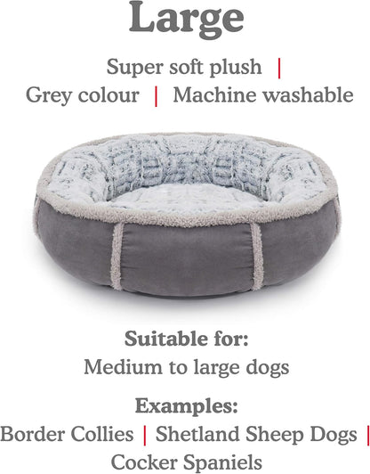 40 Winks Deep Plush Grey Donut Dog Bed 27"