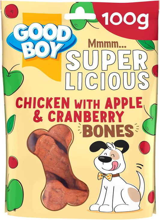 Good Boy Super Licious Chicken & Apple Cranberry Bones 100g