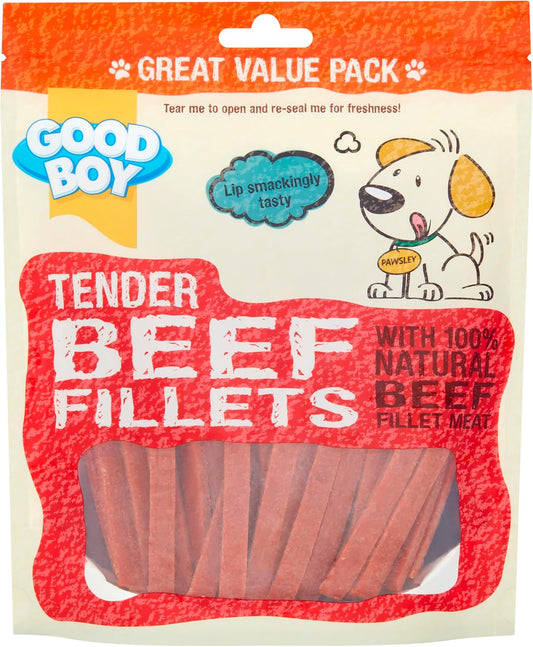 Good Boy Tender Beef Fillet Strips Value Bag 300g
