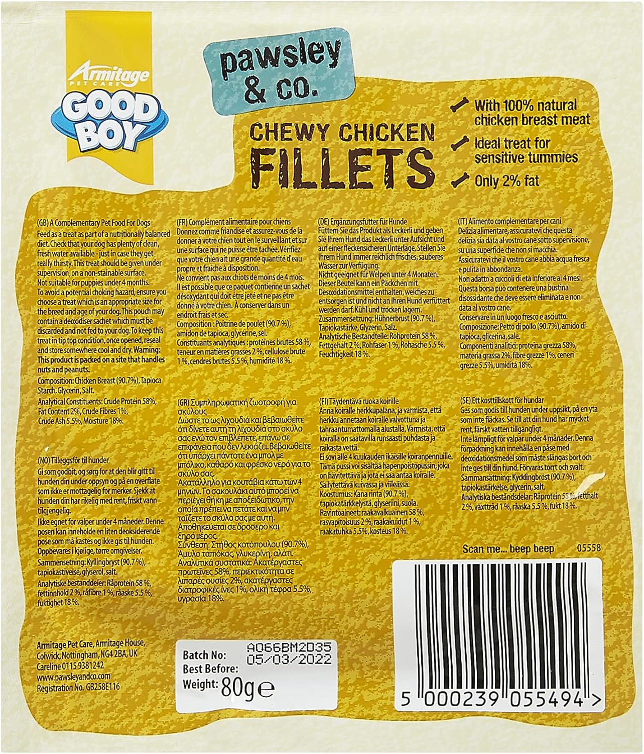 Good Boy Chewy Chicken Fillets 80g