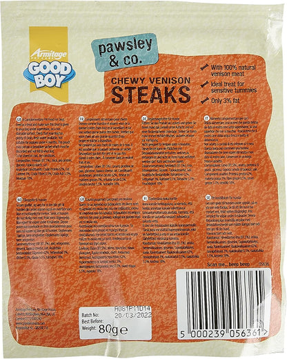 Good Boy Chewy Venison Steaks 80g