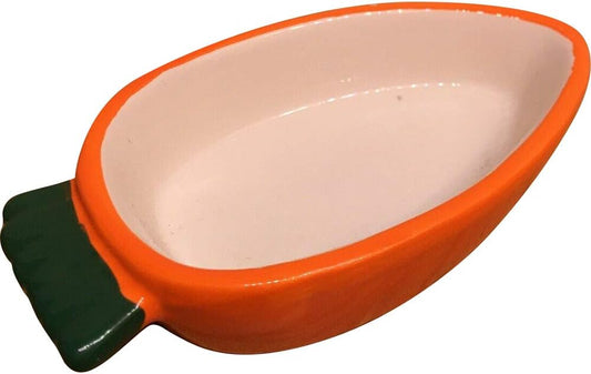 Pet Platter Ceramic Carrot Shaped Feeding Bowl