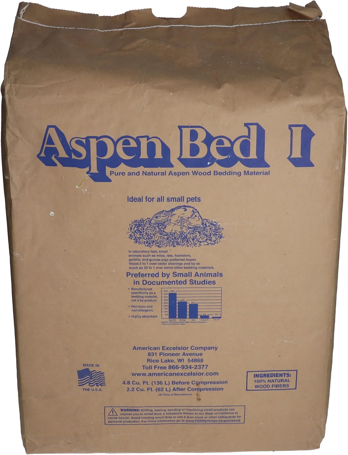 Komodo Aspen Bedding Compressed Bale 14kg