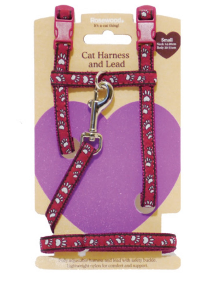 Rosewood Pawprint Cat Harness Small