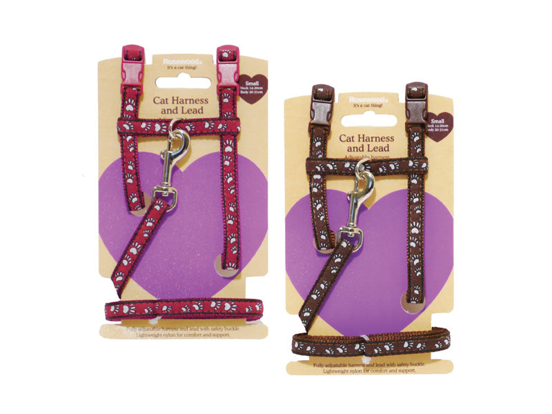 Rosewood Pawprint Cat Harness Small